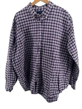Ralph Lauren Blue Label Purple Plaid Classic Fit Cotton Button-Down Shirt